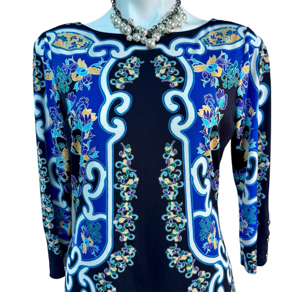 Ali Ra Geometic Midi 3/4 Sleeve Slip Paisley Print Dress size 6 NOT 4 SALE - Picture 4 of 11